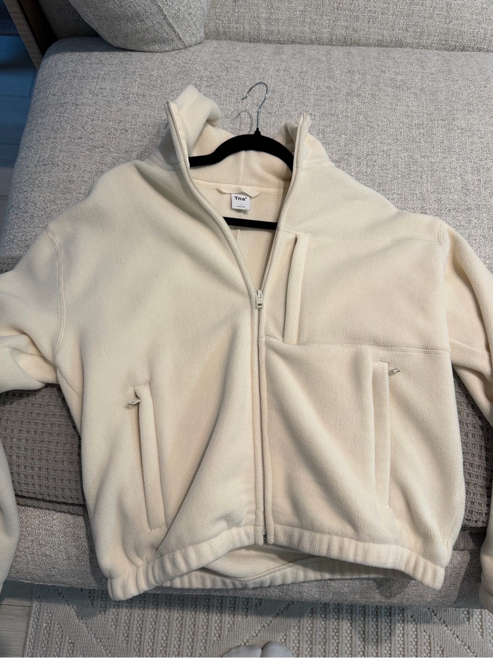 TNA Cream Zip-Up Teddy Fleece Jacket